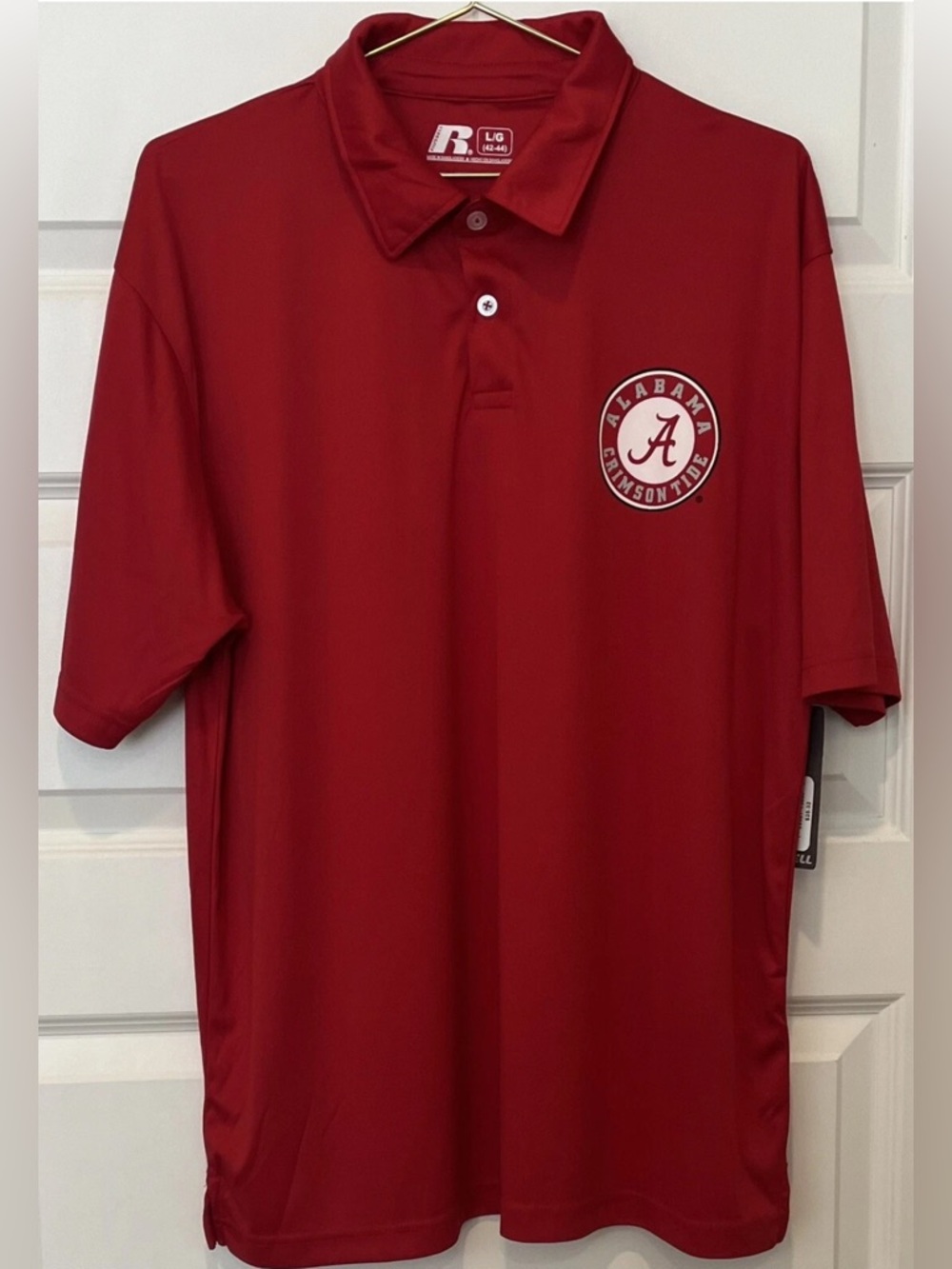 NWTRussell Men’s Alabama Crimson Tide Red Sort Sleeve Polo Shirt